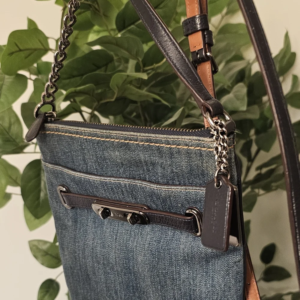 Coach Swagger Denim and Leather Swingpack with Gunmetal Hardware - Picture 12 of 12
